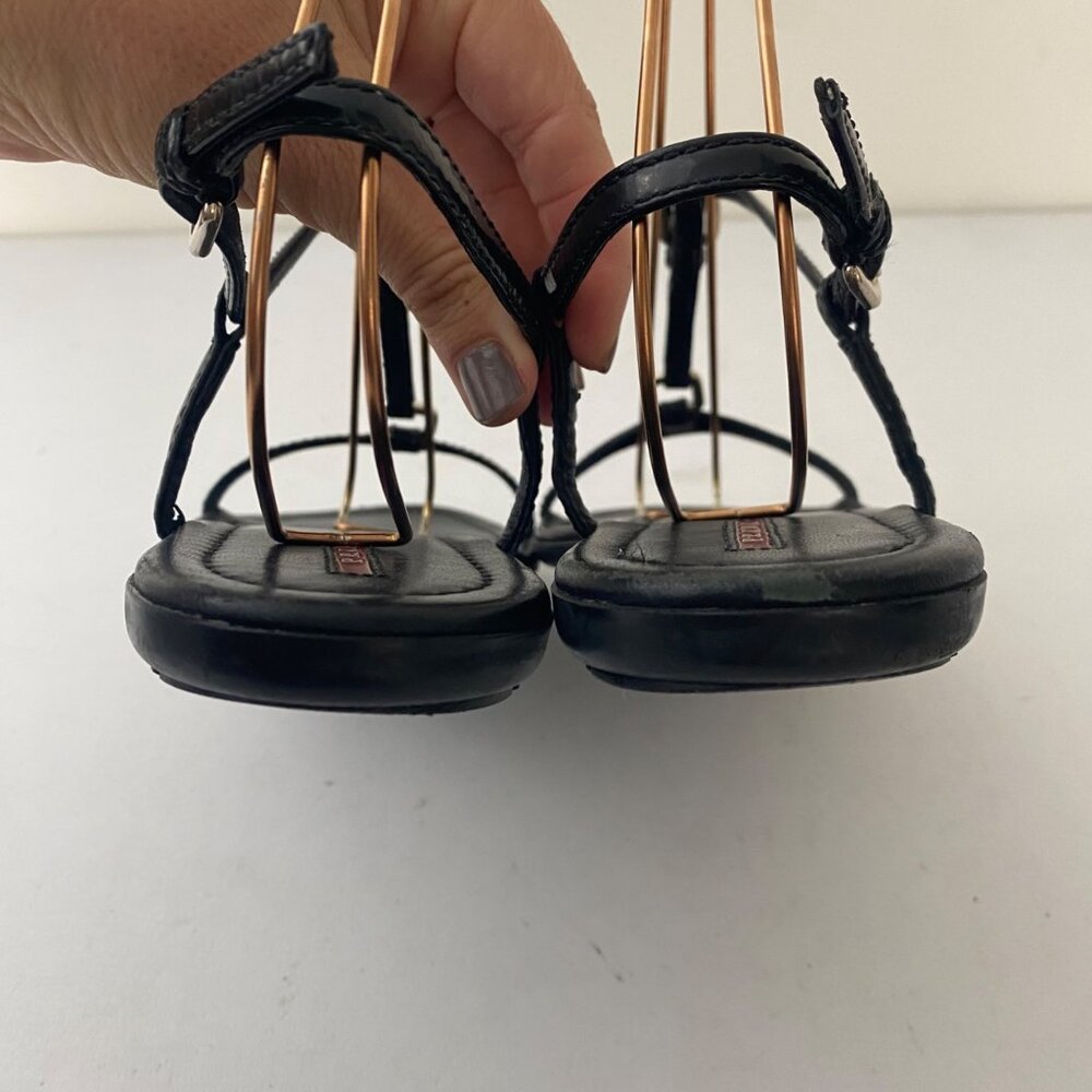 Prada Buckle Sandals Shoes Black Leather - Picture 4 of 9